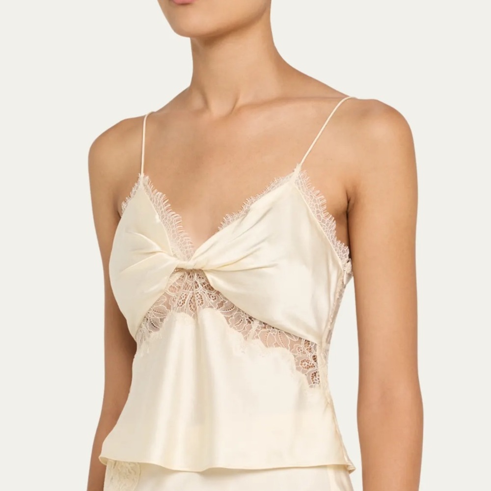 LOVESHACKFANCY
Belfast Silk-Blend Lace-Trim Top
